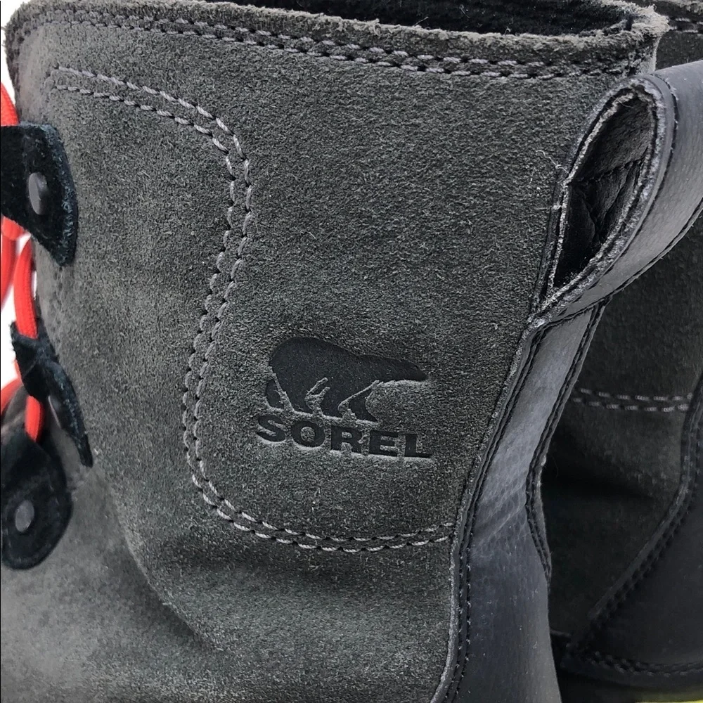 Sorel Kids Explorer Boots Red Lace Gray Suede Winter Outdoor Snow Size 6 Unisex